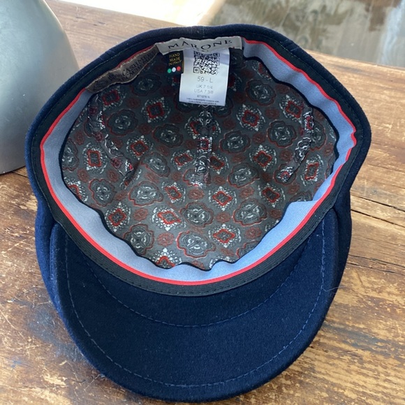 Marone Luxury 100% Cashmere Cap - Handmade in Italy Navy Blue - Size Large - Picture 9 of 12